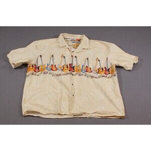 Pacific Legend Guitars Rock and Roll Print Wraparound Button Hawaiian Shirt 4XL